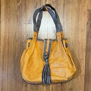 Carla Mancini Leather Orange Shoulder Bag